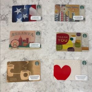 Starbucks Gift Card Set featuring 6 Designs